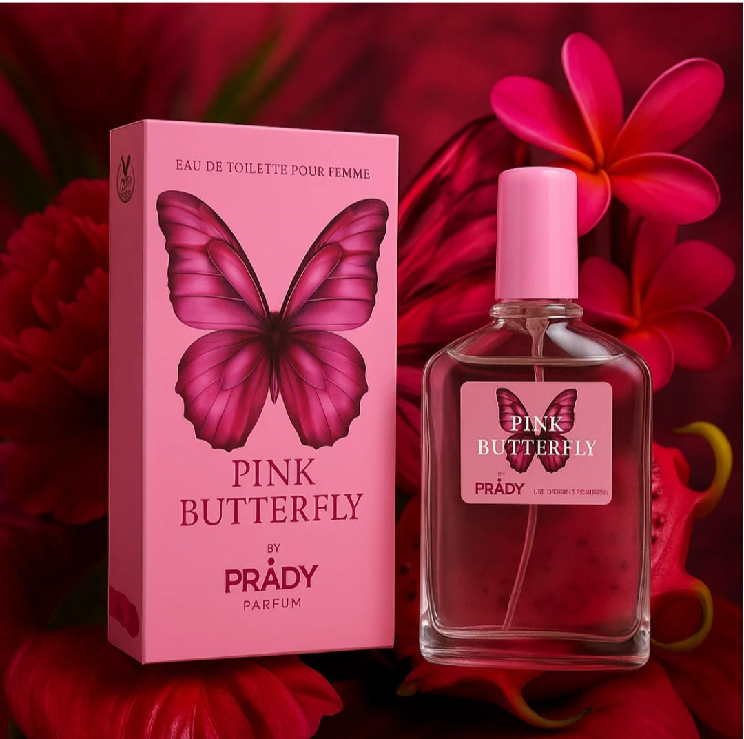 Parfum Pink butterfly (Fruit du dragon, pivoine rouge, frangipanier, patchouli, vanille)
