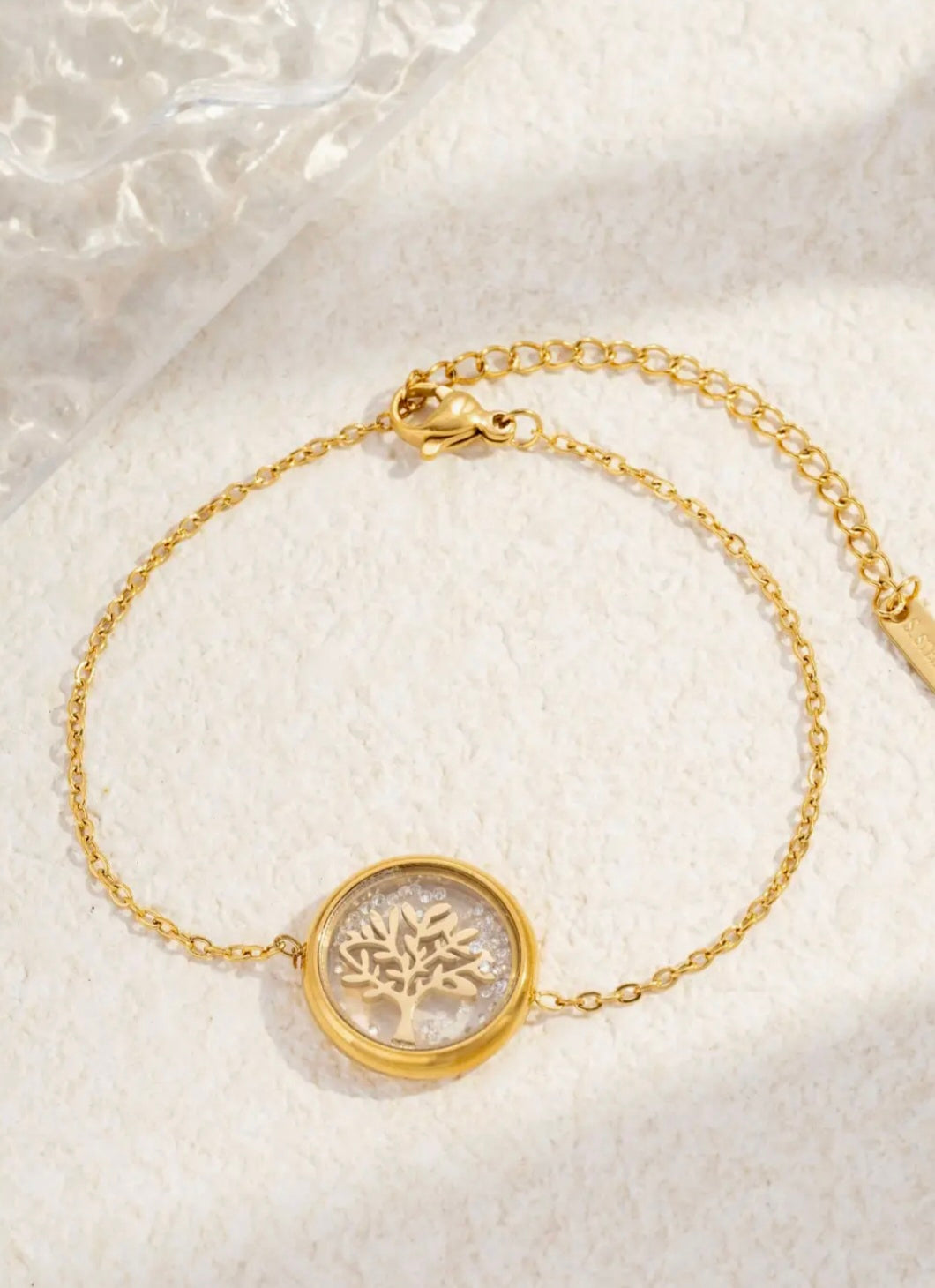 Bracelet acier inoxydable arbre de vie cristaux amovible Pré commande livraison à partir du 09 juin