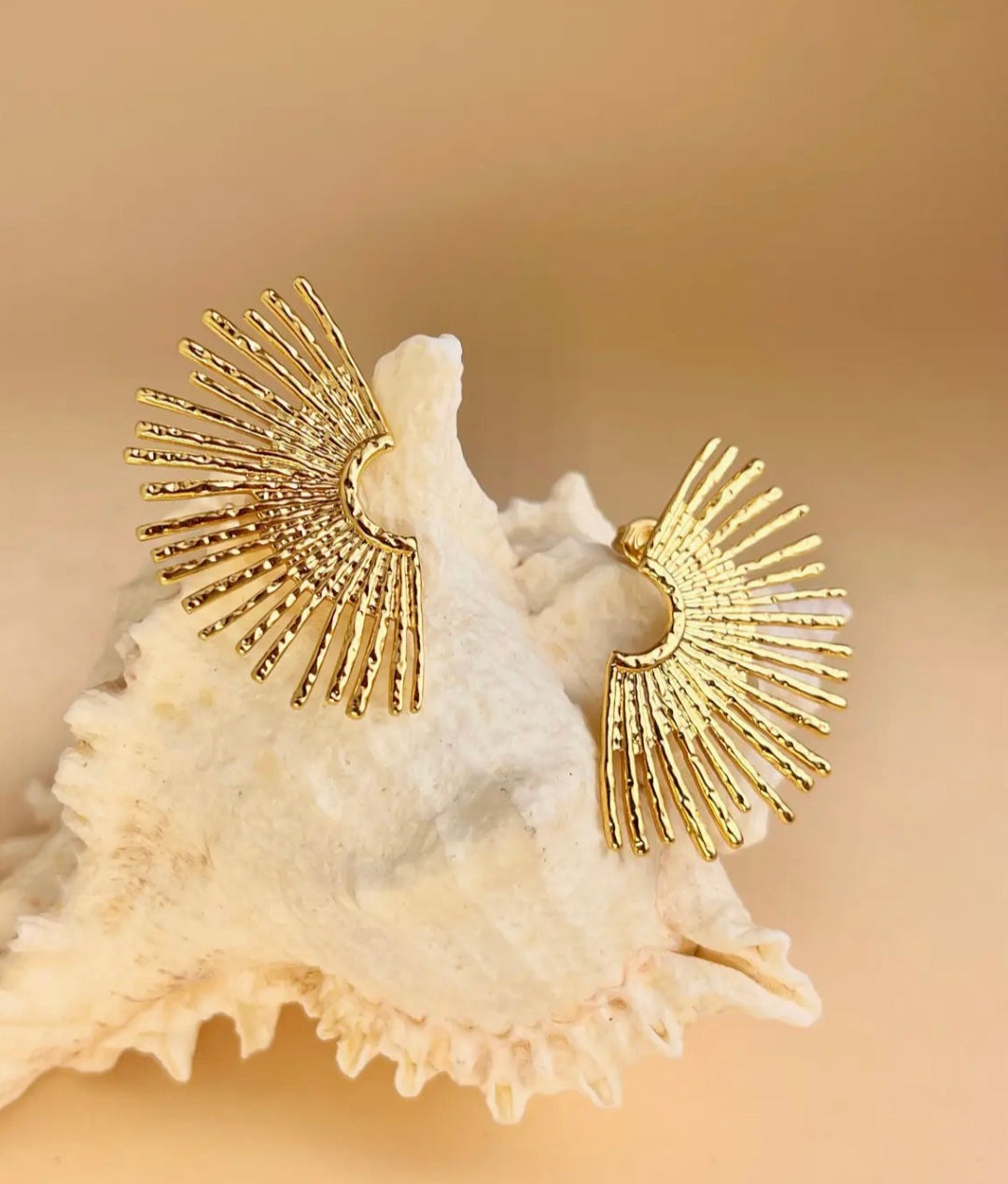 Boucles d’Oreilles Rayons de Soleil en Acier Inoxydable Doré Pré commande livraison à partir du 09 juin