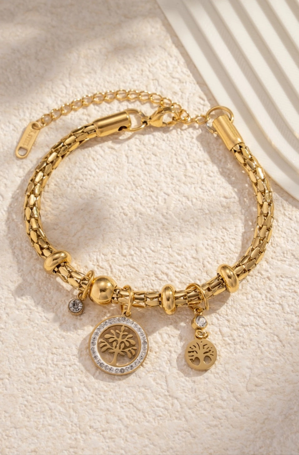 Bracelet en acier inoxydable Arbre de Vie strass Réf 19