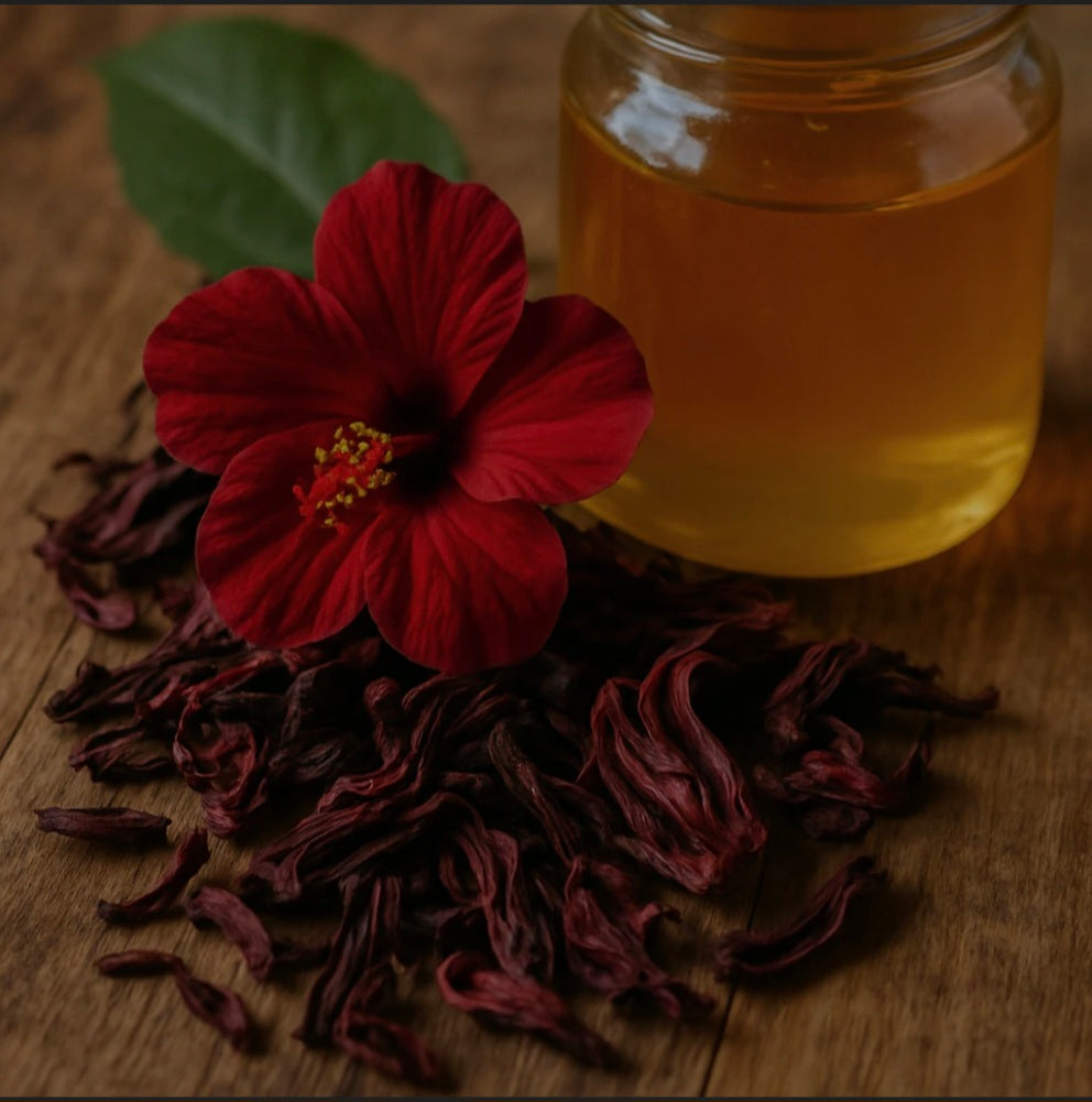 Hibiscus et miel (Citron, miel, hibiscus, pêche, noisette, thé blanc)