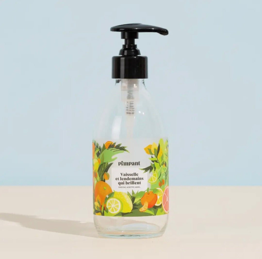Bouteille rechargeable pompe rose 250 ml pour liquide vaisselle