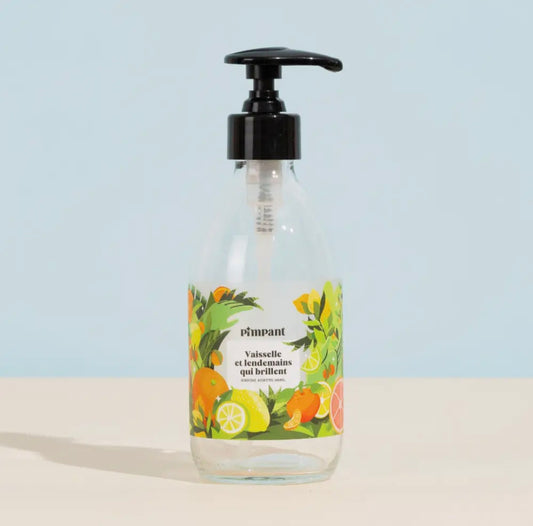 Bouteille rechargeable pompe rose 250 ml pour liquide vaisselle