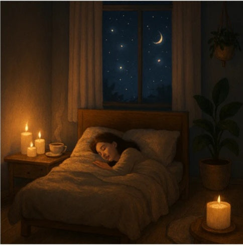 Tranquillité pour dormir (Orange, mandarine, romarin, lavande, géranium)