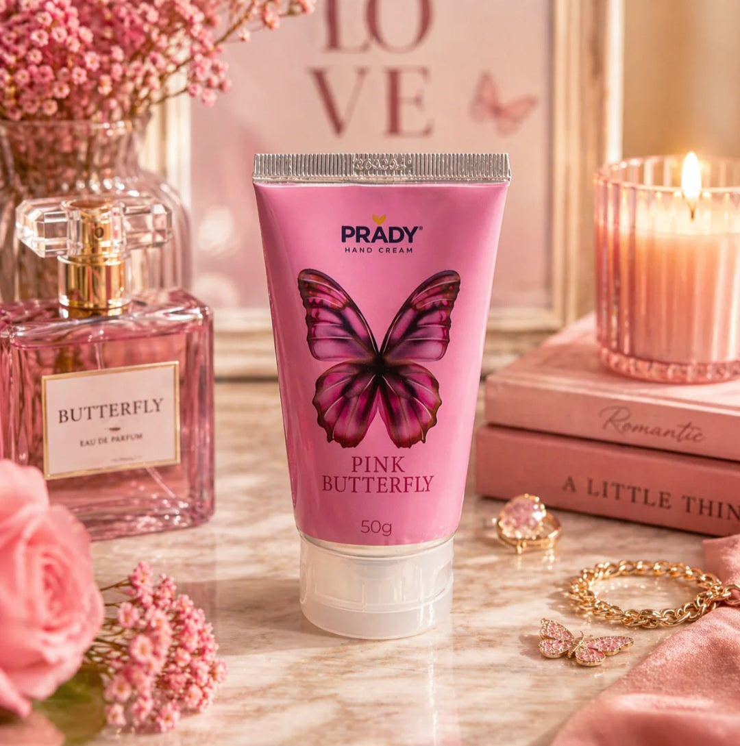 Crème pour les mains Pink butterfly (Fruit du dragon, pivoine rouge, frangipanier, patchouli, vanille)