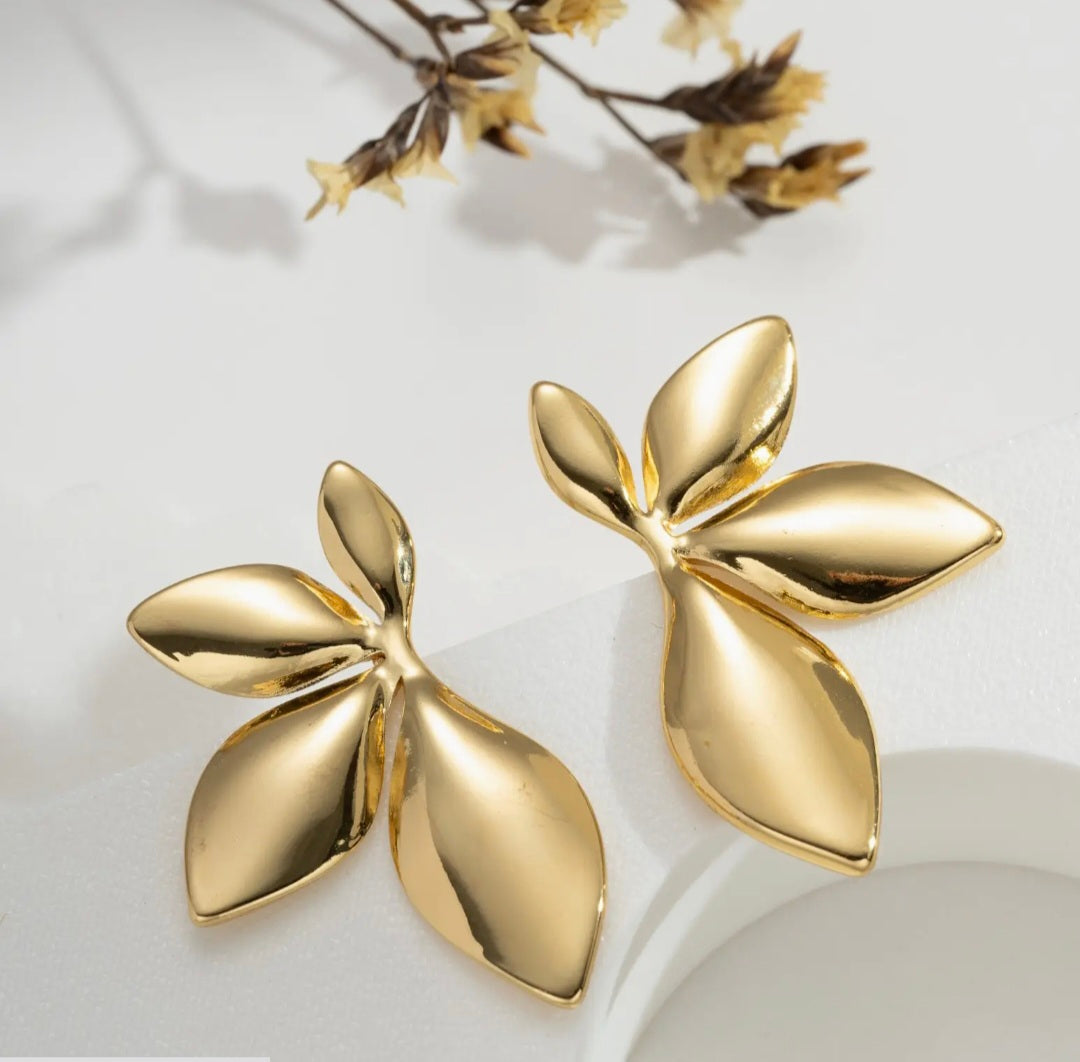 Boucles d’Oreilles Feuille Femme Acier Inoxydable Doré Pré commande livraison à partir du 09 juin