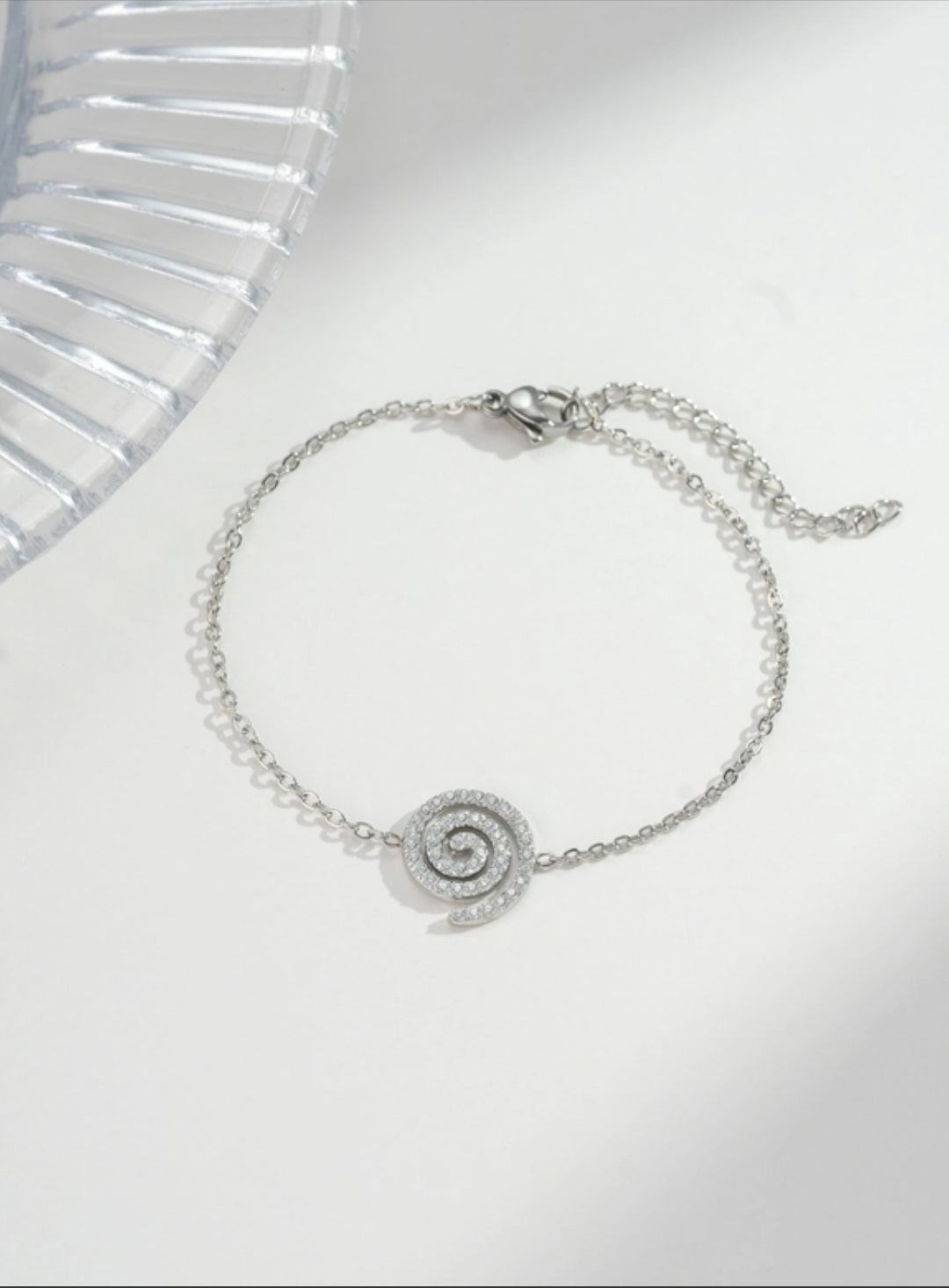 Bracelet fin spirale – cristal, acier inoxydable Réf 6