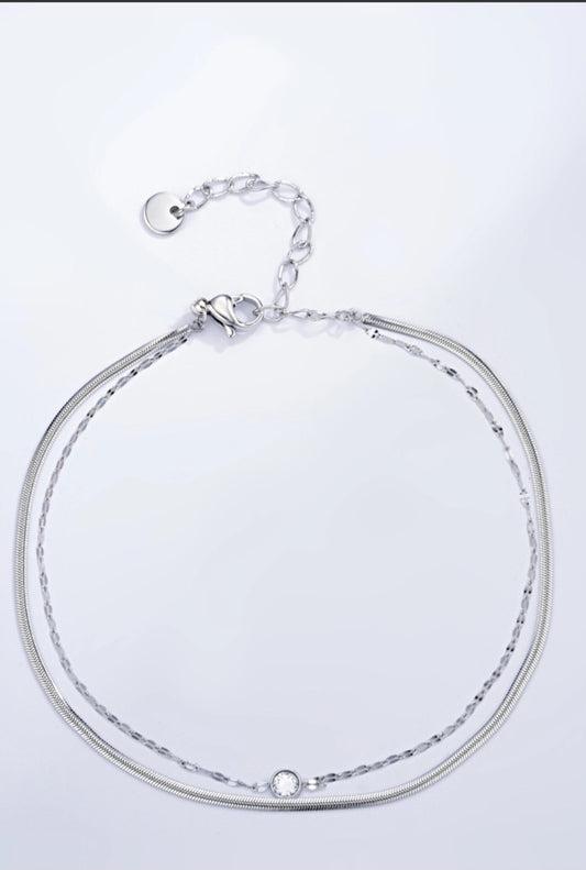 Chaîne de cheville double acier inoxydable Réf 27