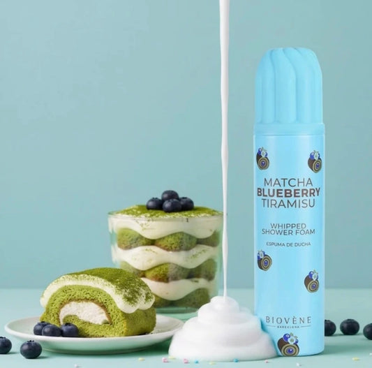 Mousse chantilly de douche Blueberry matcha