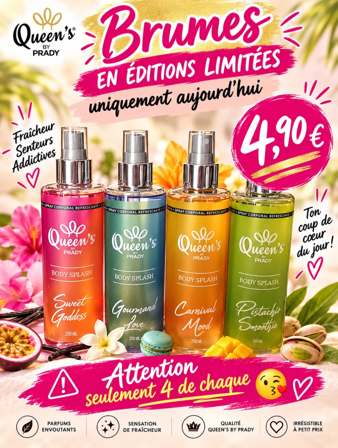 Brumes Corporelles Queen’s by Prady 250 ml – Body Splash Gourmands